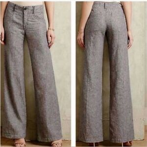 PILCRO AND THE LETTERPRESS x Anthropologie Grey Cotton Linen Slacks Pants Size 6